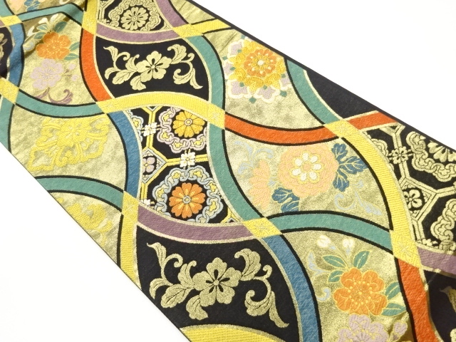 JAPANESE FUKURO OBI / WOVEN FLOWER ARABESQUE